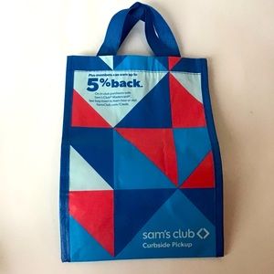 Sam's Club Tote Bag Small Reusable Pickup Shopping Blue Red Geo Mastercard